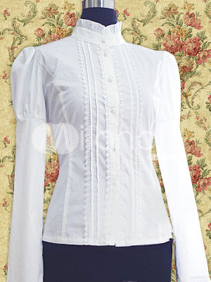 Cotton White Puff Sleeves Pintucks Lolita Blouse Cotton White Puff Sleeves Pintucks Lolita Blouse