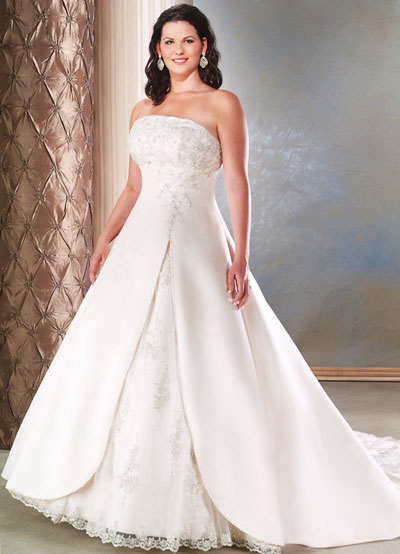Monique  Size Fashion Line on Ivory Plus Size A Line Strapless Beaded Applique Wedding Dress