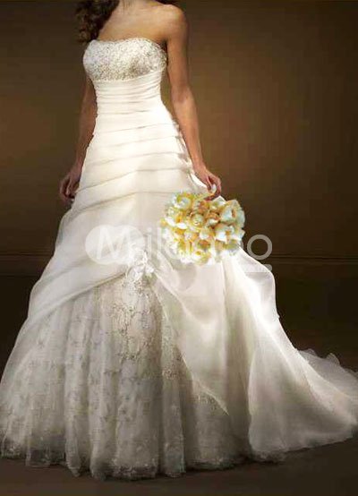 Strapless Wedding Dress on Strapless Sweet Heart Taffeta Organza Wedding Dress