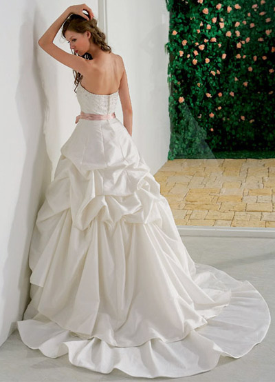 Wedding Gown Sash on White Ball Gown Strapless Beading Sash Taffeta Wedding Dress