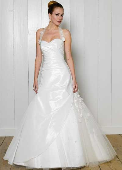 White Wedding on White A Line Halter Sweetheart Taffeta Wedding Dress Milanoo Com