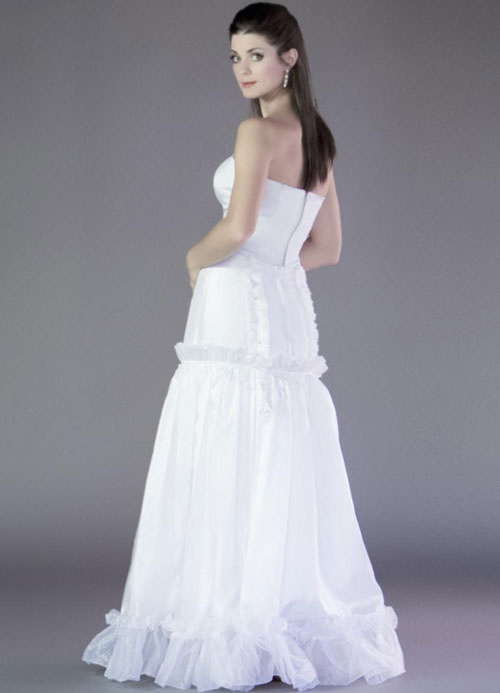 Princess Strapless Ruffles Satin Wedding Dress