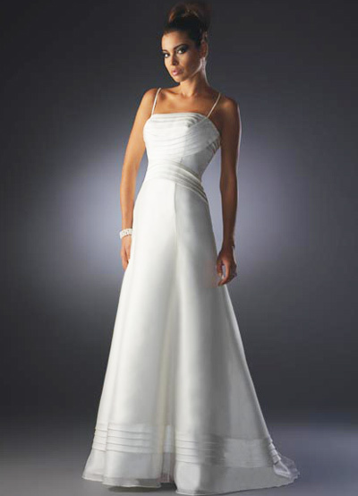 Wedding Dress  on Line Spaghetti Satin Floor Length Wedding Dress   Milanoo Com