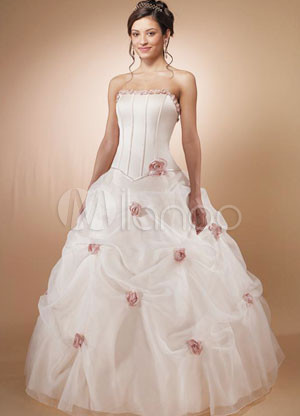 Ball Gown Strapless Satin Pongee Prom Quinceanera Wedding Dress