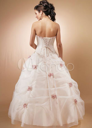 Ball Gown Strapless Satin Pongee Prom Quinceanera Wedding Dress