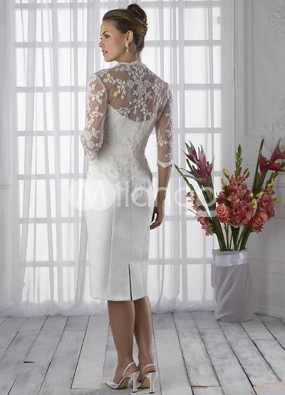 Reception Wedding Dresses on Embroidery Satin Mini Wedding Reception Dress For Bride   Milanoo Com