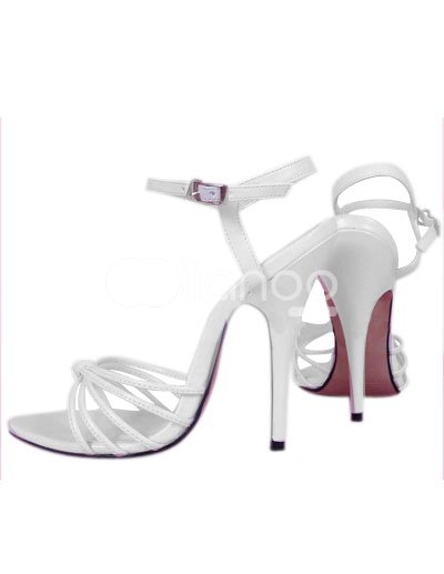  High Heel Shoes on High Heel White Patent Sexy Sandals   Milanoo Com