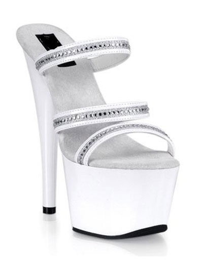 White Mules Shoes on Heel With 3 9 10   Platform White Patent Sexy Mules   Milanoo Com