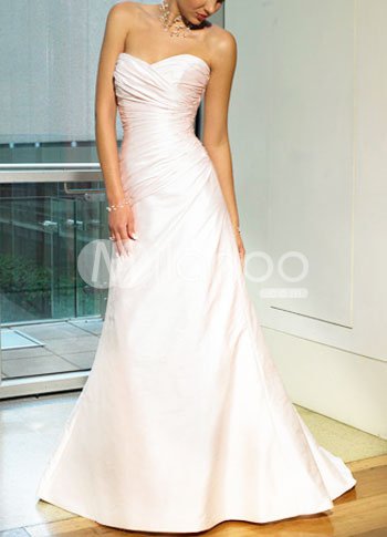 Casual A-line Strapless Sweetheart Taffeta Wedding Dress