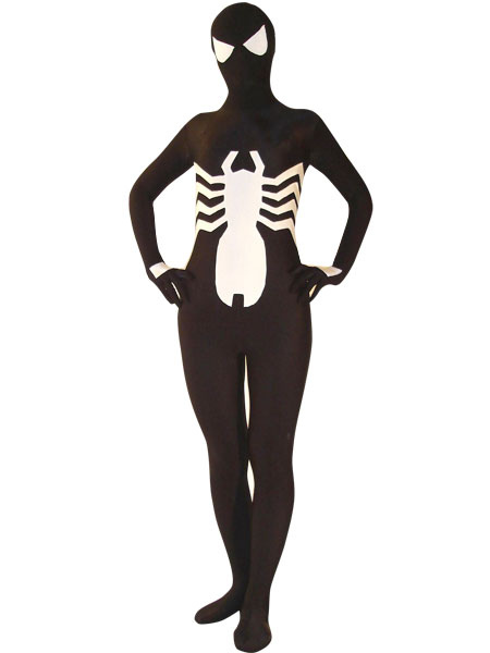 Black And White Spandex Unisex Spiderman Zentai Suit Costume
