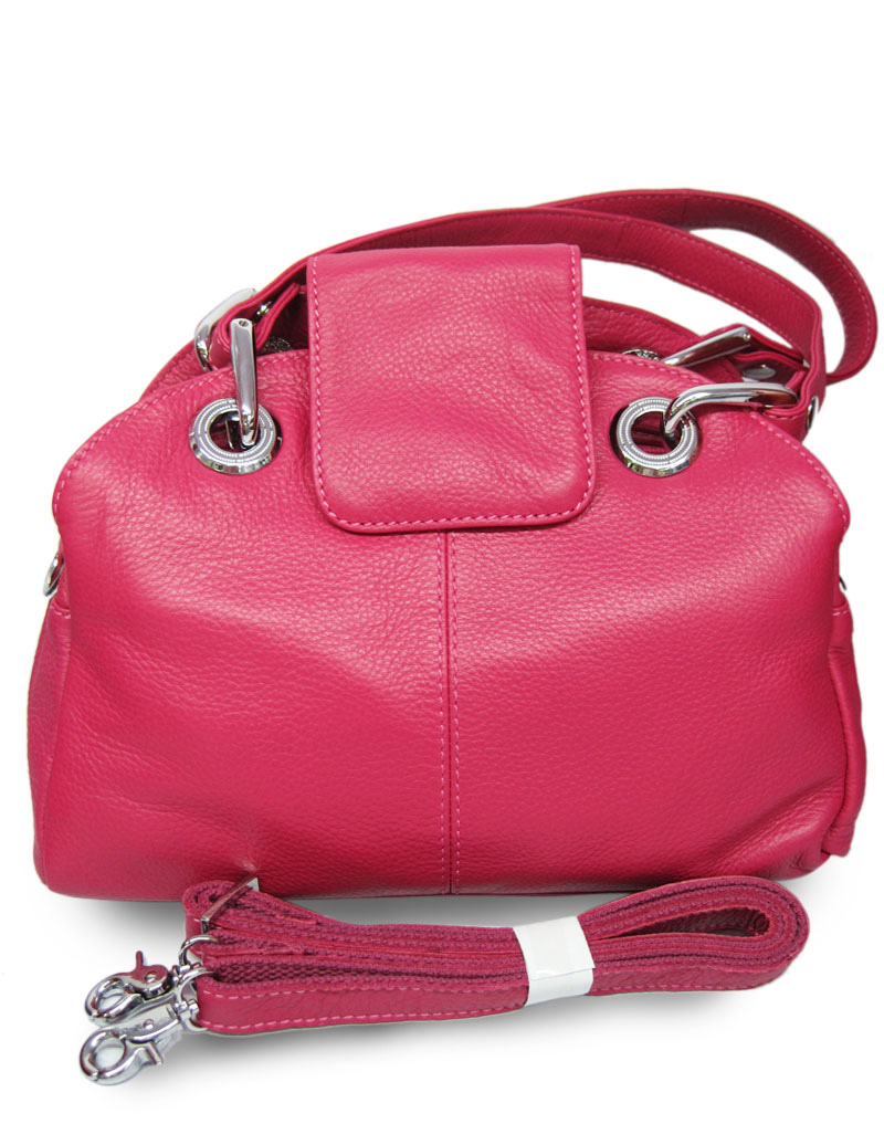 28*22*12cm Rose Double Straps Cowhide Leather Satchel Handbag