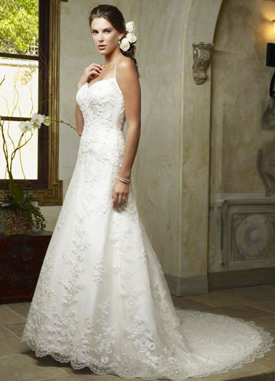 Wedding Dress on Line Spaghetti Beading Satin Organza Wedding Dress Milanoo Com