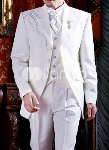 White Elegant Worsted Men 39s Wedding Suit