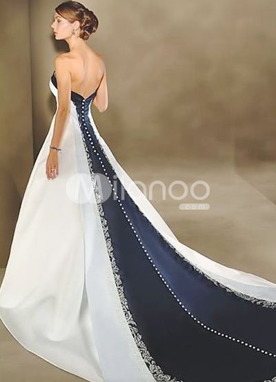 Dresses  Attendingwedding on Strapless Applique Beaded Floor Length Satin Wedding Dress For Bride