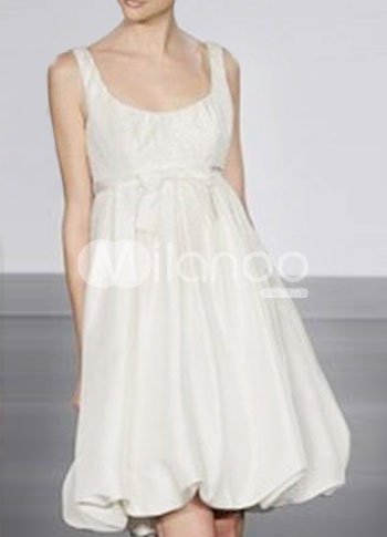 Casual Empire Waist Taffeta Reception Mini Wedding Dress For Bride