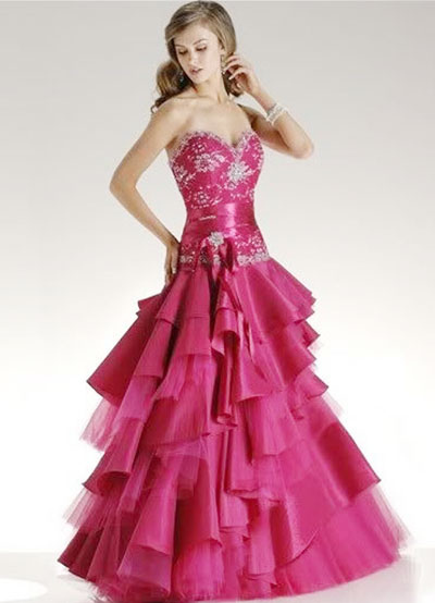 Sweetheart Beaded Multi-Layer Taffeta Prom Dress
