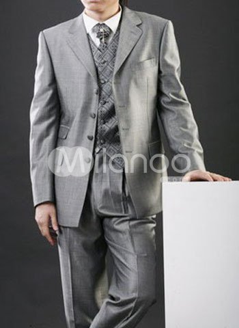 Formal ThreePiece Worsted Groom Wedding Tuxedo