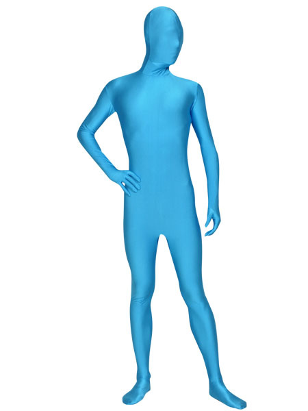 Unicolor Blue Unisex Lycra Zentai Suit