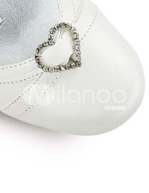 Flower Girl Shoes White on White Pu Sweetheart Rhinestone Flower Girl Shoes Milanoo Com