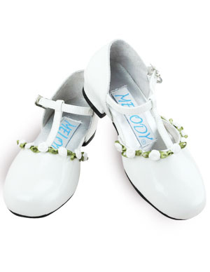 Flower Girl Shoes White on White T Bar Strap Pearl Satin Flowergirl Shoes Milanoo Com