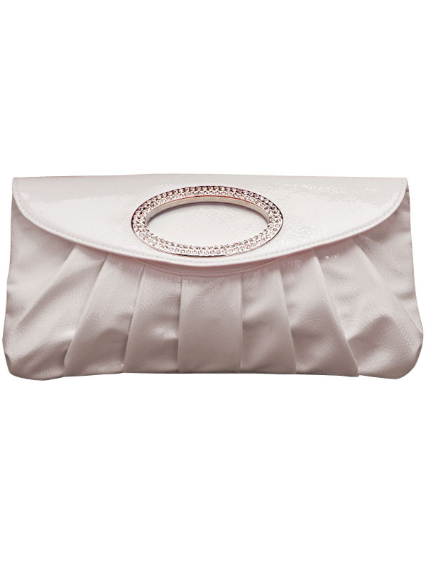 Gorgeous Beige Pleated PU Leather Wedding Clutch