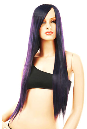 Extensiones Cabellorpura on De La Mujer P  Rpura Oscura 80 Cm De Largo Y Recto Peluca   Milanoo