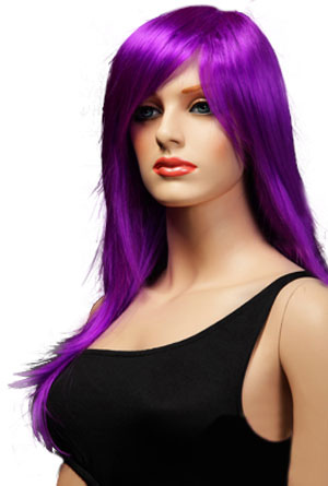 Extensiones Cabellorpura on P  Rpura 60 Cm Largo Moda Peluca De Mujeres Estilo 3 4   Milanoo Com