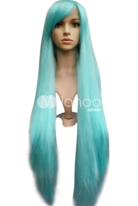Fabulous Women 100cm Long Fashion Wig With Diagonal Fringe