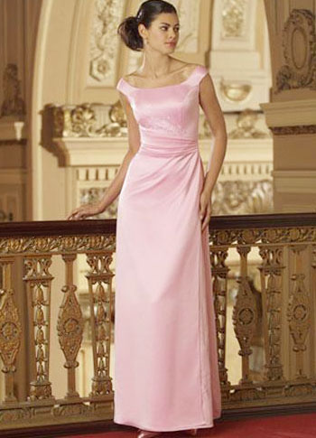 Grace Simple Floor Length Satin Wedding Party Dress