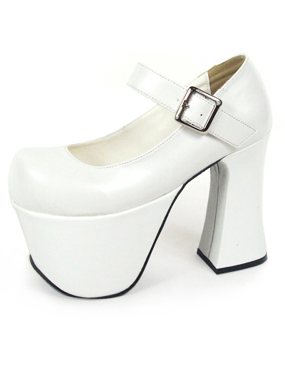 White Platforms Shoes on Platform 5   Heel Pu White Lolita Shoes   Milanoo Com
