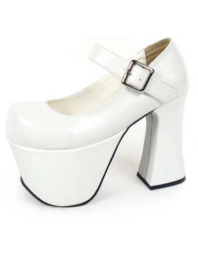 White Platforms Shoes on Platform 5 Heel Pu White Lolita Shoes Milanoo Com