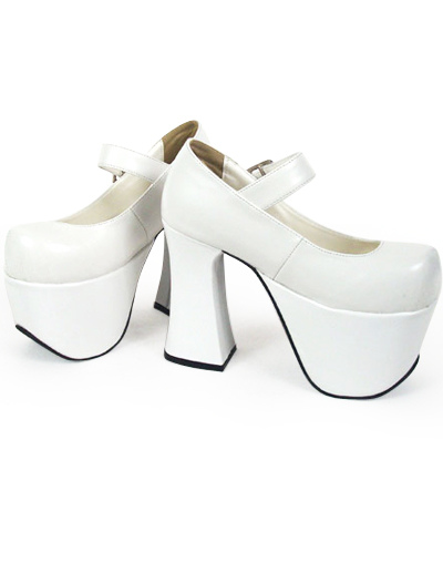 White Platforms Shoes on Platform 5   Heel Pu White Lolita Shoes   Milanoo Com