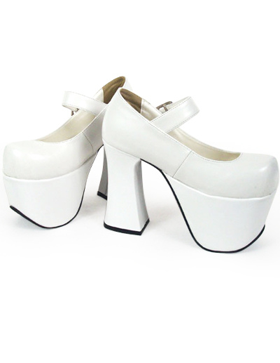 White Platforms Shoes on Platform 5 Heel Pu White Lolita Shoes Milanoo Com