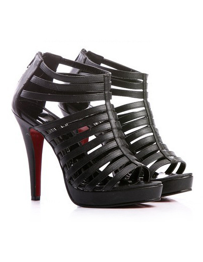 Womenshoes Wide Width on Platform Wide Black Women S Sheepskin Fashion Sandals   Milanoo Com