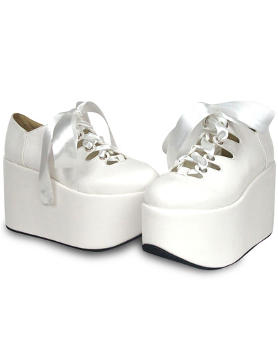 4'' High Heel With Platform PU White Lolita Shoes
