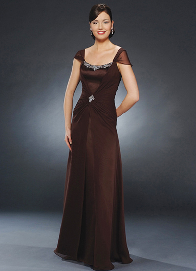 Mother  Groom Dresses on Beading Floor Length Satin Chiffon Mother Of Groom And Bride Dress