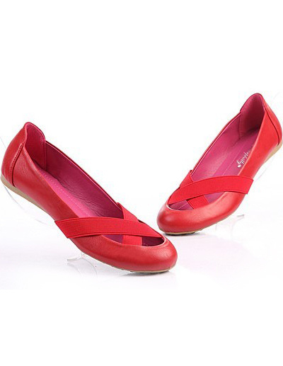 Womenpumps on Simple Red Flat Pu Women S Fashion Pumps   Milanoo Com