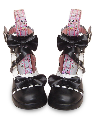 Fashion Womens     High Heel Shoes on 10    Heel 2 5    Platform Black And White Pu Lolita Shoes
