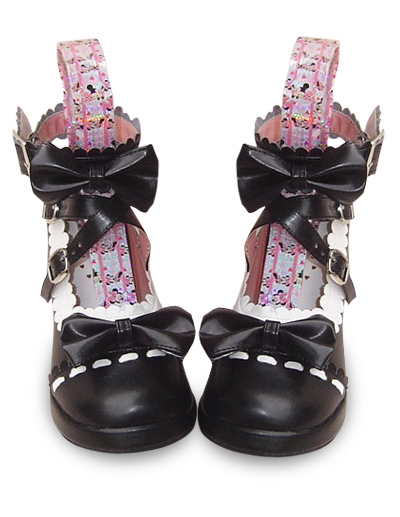 Fashion Womens High Heel Shoes on 10 Heel 2 5 Platform Black And White Pu Lolita Shoes