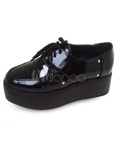  Lace Osiris Shoes on Heel With Platform Black Lace Tie Pu Lolita Shoes   Milanoo Com