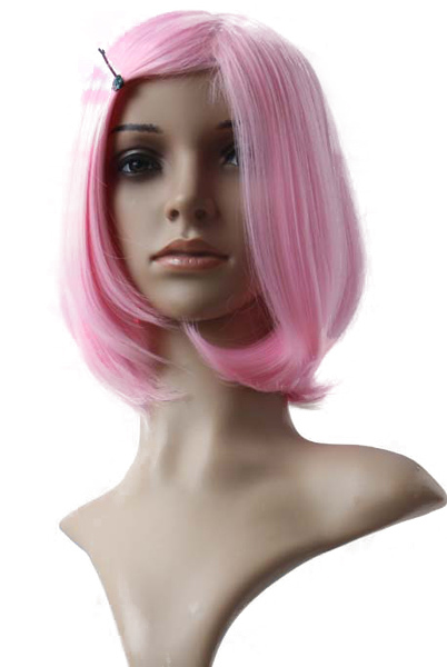 Women 45 cm Medium Length Pink Fashion Wig