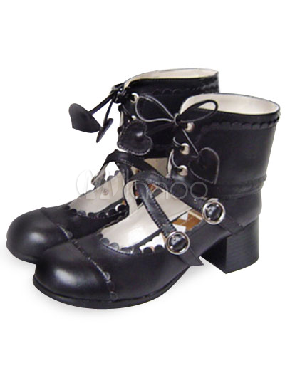 Chunky Heels Shoes on Chunky Heel 2 5    Platform Black Pu Lolita Shoes