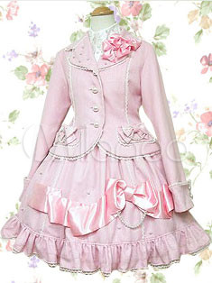 Beautiful Pink Bow Cotton Lolita Suit