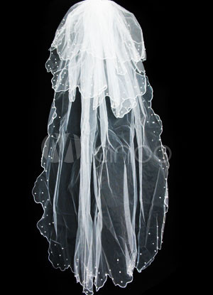 Beige Three Layers Organza Wedding Bridal Veil