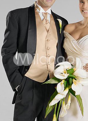 Black Single Breasted Button Groom Wedding Tuxedo