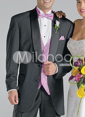 Fabulous Gray Single Breasted Button Groom Wedding Tuxedo
