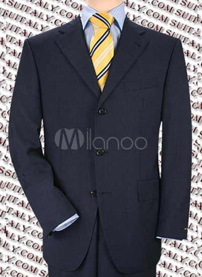Nice Navy Blue Single Breasted Button Worsted Groom Wedding Tuxedo