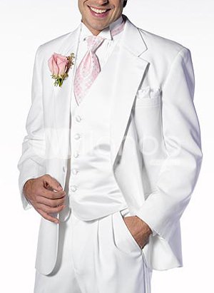 Nice White Lapel Single Breasted Button Worsted Groom Wedding Tuxedo