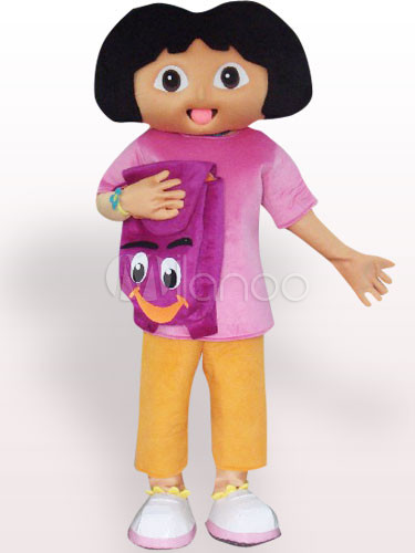 Solid Black Face Dora Plush Adult Mascot Costume