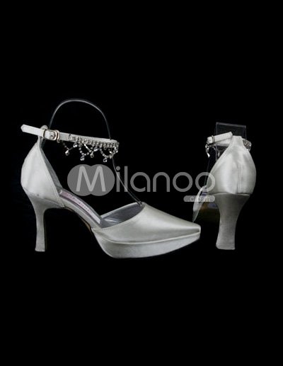 Sparkle Wedding Shoes on High Heel 4 5   Platform Ivory Satin Wedding Shoes   Milanoo Com